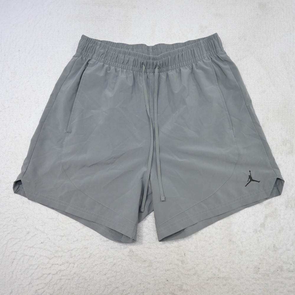 Nike Jordan Gym Shorts Mens M Gray Jumpman Logo Dri-FIT Pockets Elastic Waist
